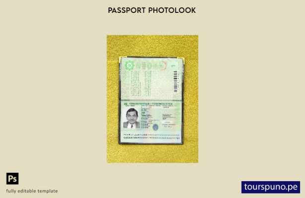 listo para imprimir la plantilla de presentación fotográfica del pasaporte de Tu